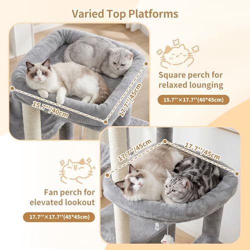 Heybly Cat Tree, 59.4" Secure Anti-Tip Cat Tower - Image 2
