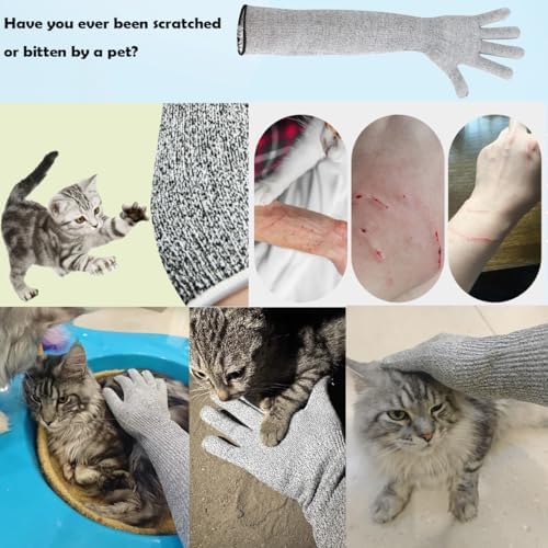 Pet Handling Gloves – 16" Extra-Long Cat Grooming Arm Sleeves, Anti-Scratch & - Image 5