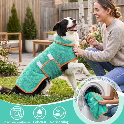 Dog Bathrobe, Super Absorbent for Small to Large Dogs, Lake Green XL - Image 5