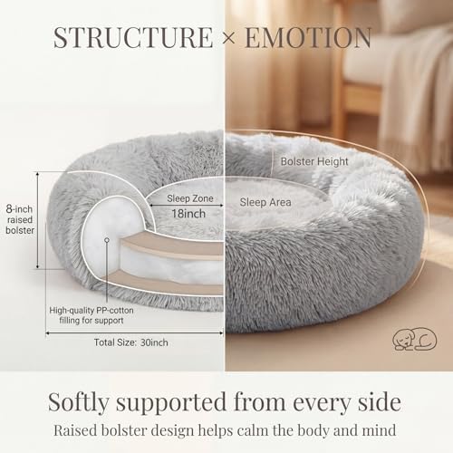 nononfish Plush Donut Dog Bed for Small Dogs, Cozy Round Pet Bed - Image 4