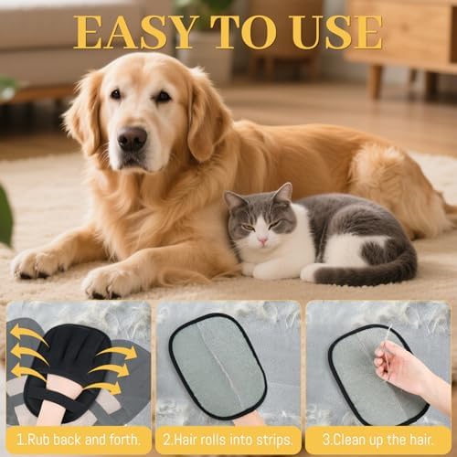 Pet Hair Removal Glove for Cats & Dogs, Upgrade 5-Finger Magic Brush Pet Hair - Image 3