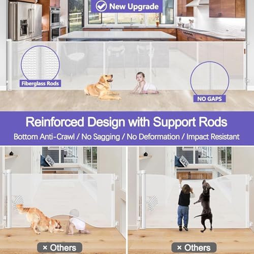Reinforced 42" Tall Baby Gate 96" Wide Retractable Dog Gate Indoor/Outdoor - Image 2