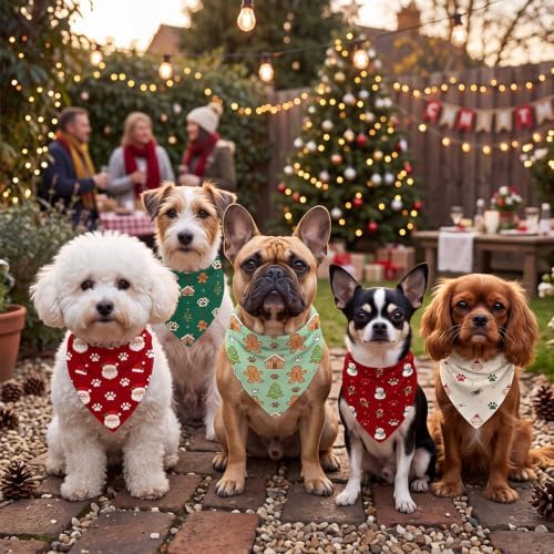 Preboun 100 Pcs Christmas Paw Print Dog Bandanas Bulk, Xmas Party - Image 6