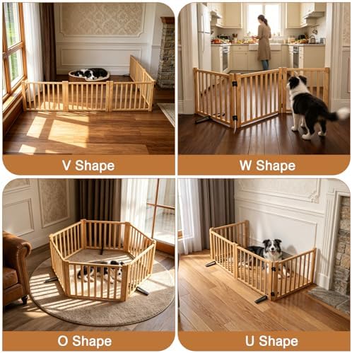 YOCAN Non-Painted Wooden Freestanding Dog Gates - Image 6