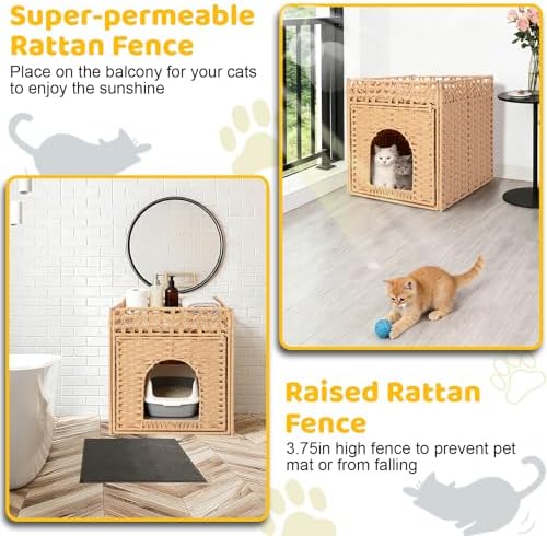 Hidden Cat Litter Box Enclosure Furniture, Dog Proof Indoor Cat House - Image 4