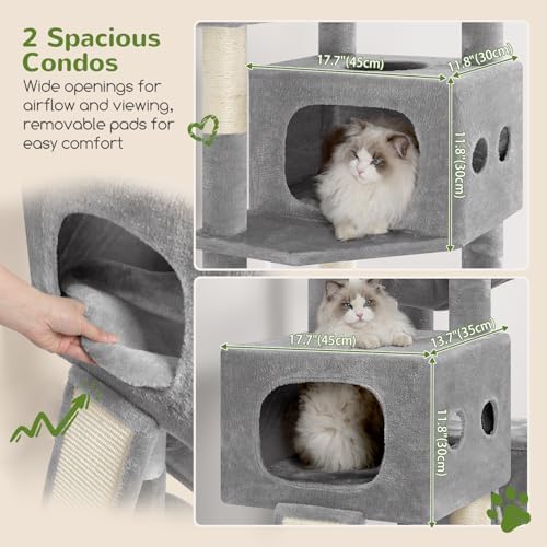 Globlazer 83inch Sturdy Multi-Level Tall Cat Tower, Light Grey - Image 3