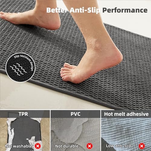 TYUU Bathroom Rugs Non Slip Washable, Super Absorbent Thin Bath Mat Quick Dry - Image 3