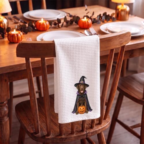 Halloween Dog Kitchen Towel 16x24 Inch, Cute Chocolate Labrador Witch Pumpkin - Image 4