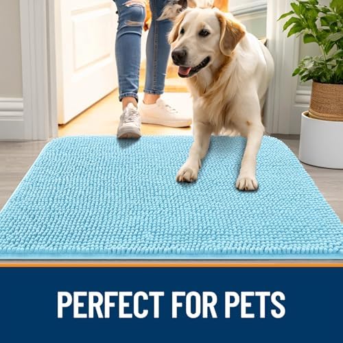 OLANLY Dog Door Mat for Muddy Paws 32x20, Super Absorbent Chenille Mud Mat - Image 6