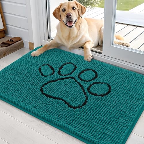 OLANLY Dog Door Mat for Muddy Paws 36x24, Paw Print Design Chenille Mud Mat by OLANLY