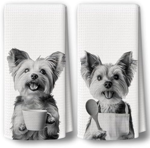Dog Kitchen Towels Decor Set of 2 by BCUANGD