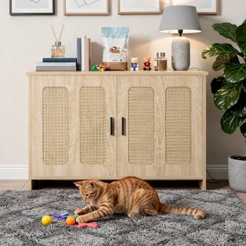 HOOBRO Farmhouse Cat Litter Box Enclosure, Hidden Litter Box Furniture - Image 5