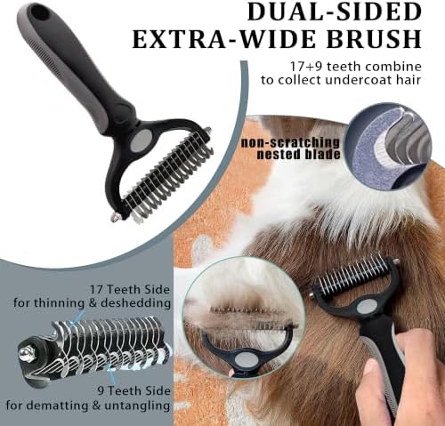 7PCS Dog Grooming Brush Kit for Shedding and Matted Fur, Self-Cleaning Slicker - Image 3