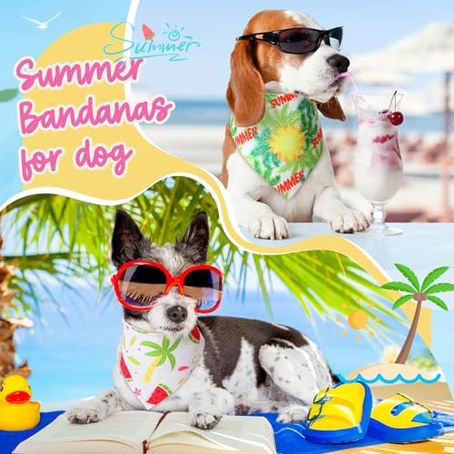 Preboun 50 Pcs Summer Bandanas for Dogs Bulk, Hawaiian Tropical Style - Image 2