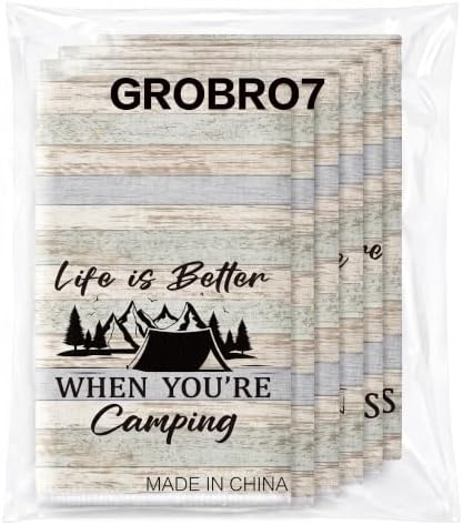 Funny Camping Hand Towel, 6 Pack Kitchen Dish Cloths Set - Image 7
