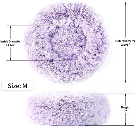NOYAL Donut Dog Bed for Small Medium Pets, Plush Calming Faux Fur - Image 4
