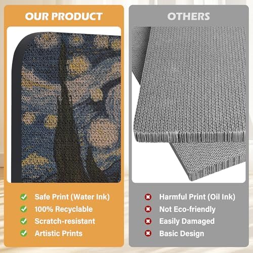 2 Pack Cat Wall Scratcher, Art Cat Scratching Board - Image 6