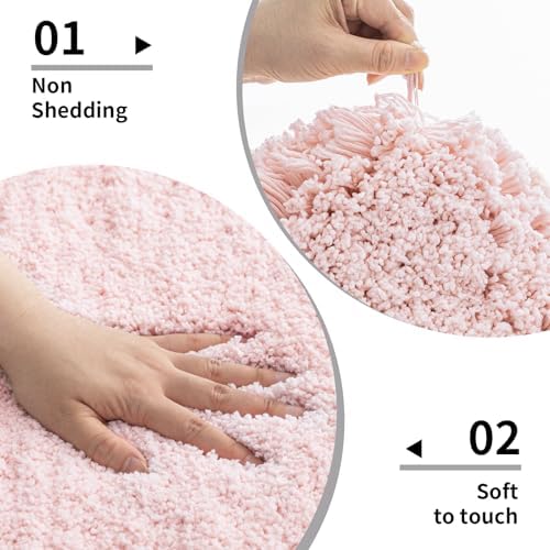 Disolla Sakura Pink Bathroom Rugs 20x32, Non-Slip Plush Thick Bath Mat - Image 4