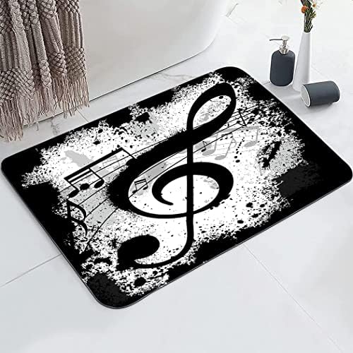 YISUMEI Black and White Music Notation Bathroom Mat, Non-Slip Super Absorption by Unknown