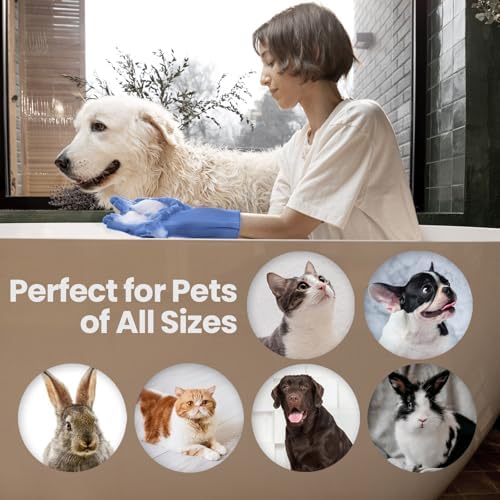 DELOMO Large Silicone Pet Grooming Gloves Dog Washing Gloves, 1 Pair Blue - Image 6