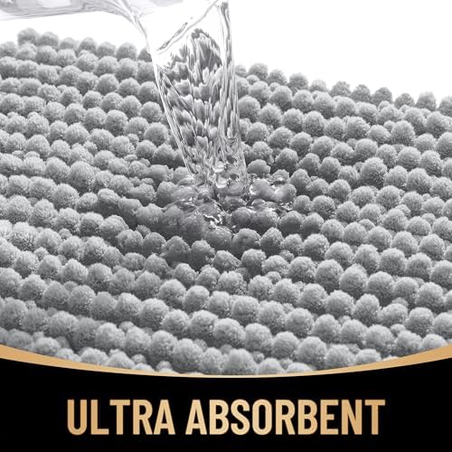 OLANLY Thick Chenille Large Bathroom Rugs Mats 70x46, Light Grey - Image 3