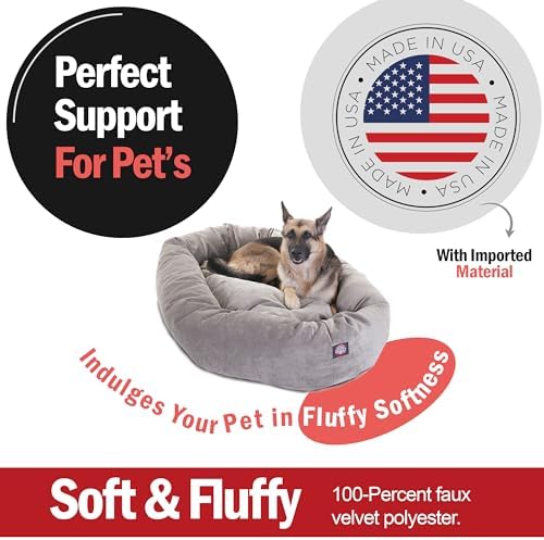 Majestic Pet Micro Velvet Dog Bed, 52 Inch X-Large, Round Washable - Image 2