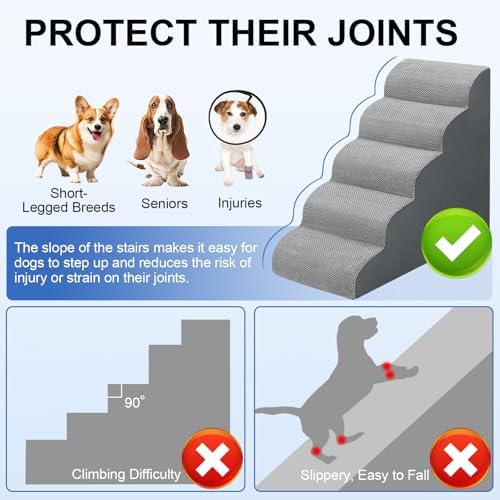 MEJYJEM Dog Stairs for high Beds 28.7” H, 5 Step Pet Ramp for Large Dogs - Image 4