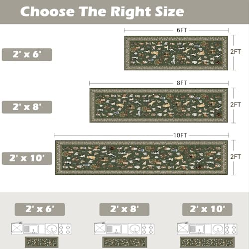 Dark Green Floral Hallway Runner Rug 2x8 - Image 2