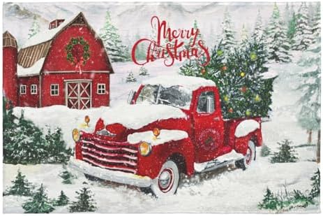 Giwawa Red Truck Bath Rug Winter Pine Tree Bathtub Mats 16X24 Inch Non Slip by Giwawa
