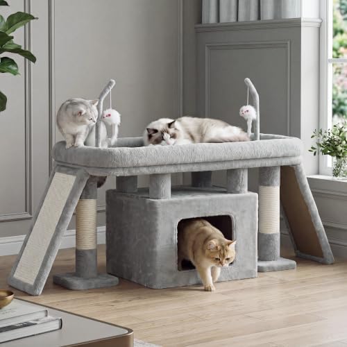 Heybly Cat Tree Extra-Long & Stable 2 Adjustable Scratch Boards HCT210SW-1 by HEYBLY