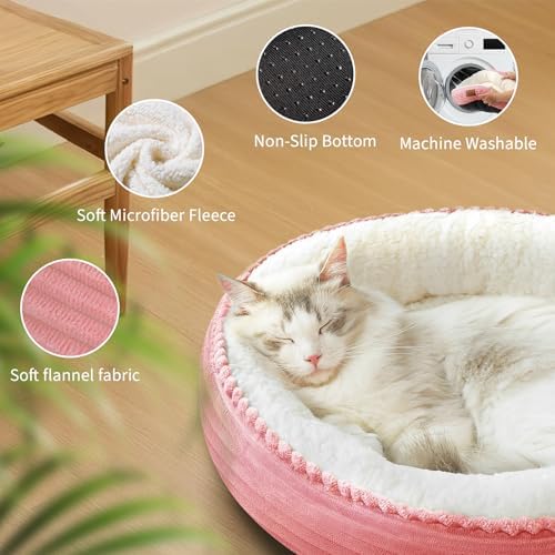 Zerbuger 23in Pink Round Dog Bed Sofa - Image 4