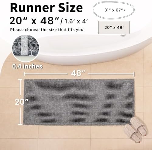 Waffle Bath Mat, Boho Bathroom Rugs Non Slip Washable - Image 2