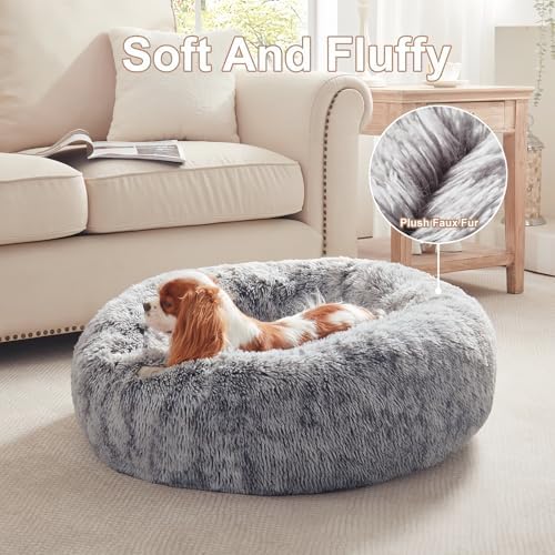 30 inches Faux Fur Fluffy Donut Dog Bed - Image 4
