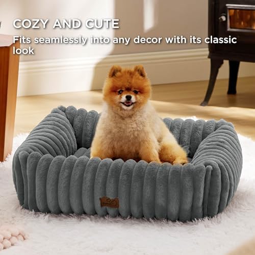 Bedsure ComfyFleece® Dog Bed Medium Large Size Dog Washable，30in Warm Grey - Image 3