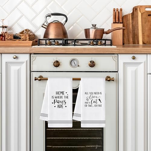 Paws Print Hand Towel, 6 Pack Kitchen Dish Cloths Set Cat Lovers Gift - Image 5