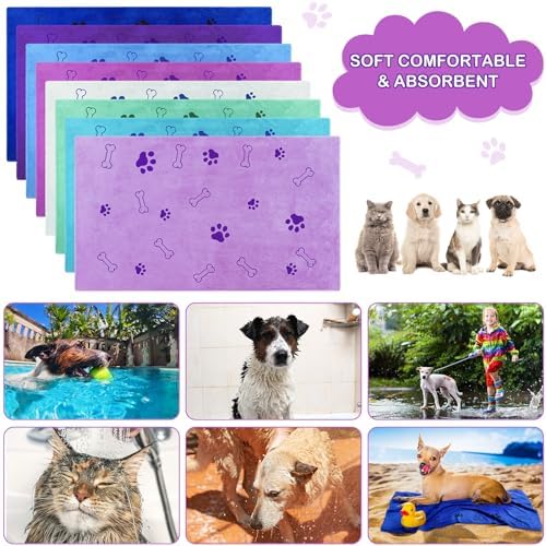 8 Pcs Dog Towel for Drying, 18 x 28 Inch, Dog Paw and Bone, Classic Color - Image 5