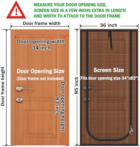 Upgraded Pet Screen Door, Fits Door Opening Size 34''x 83'', Thickened Cat - Image 2