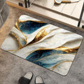 Bath Mat Rug, Abstract Blue and gold marble Non Slip Quick Dry Super Absorbent by ZHUZHISHAN
