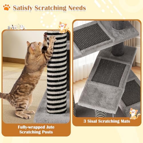 PETSITE 37-inch Small Cat Tree for Elder Cats, Modern Cat Tree Tower - Image 5