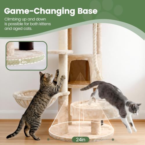 64 Inches Multi Level Cat Tree Tower Indoor Large Cats Furniture - Image 5
