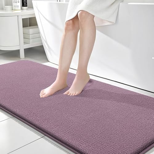 OLANLY Memory Foam Bathroom Runner Rug 70x24, Absorbent Long Mat, Deep Plum by OLANLY