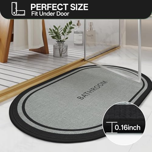 Bath Mat Non Slip, Quick Dry Bathroom Rug Door, Border Grey - Image 3
