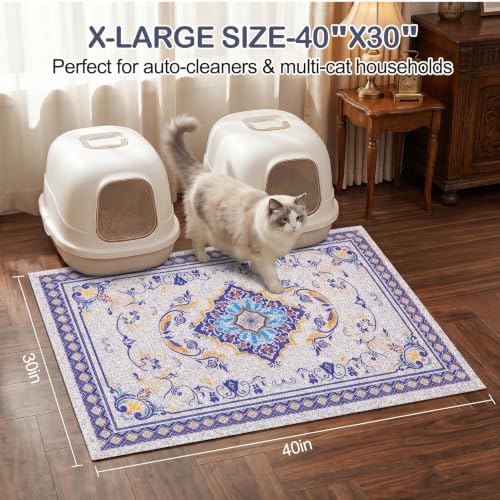 Glittme Cat Litter Mat 40"x30" Non-Slip Washable Trapping Mat - Image 6