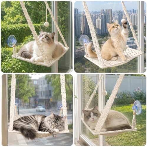 Cat Window Perch, Macrame Cat Hammock, Catio Perch - Image 6