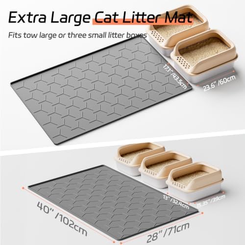 Bulkniu Silicone Cat Litter Mat, Raised Edge Waterproof, Dark Grey - Image 5