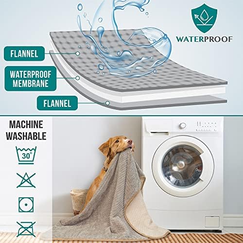 PetAmi Waterproof Dog Blanket, Leakproof Pet Throw, Twin 60x80 Taupe Beige - Image 4