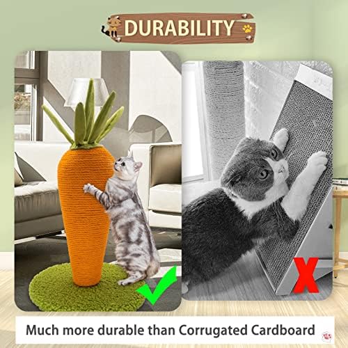 AUSCAT Cat Scratching Post, Cute Carrot Scratching Post, Nature Sisal Cat - Image 4