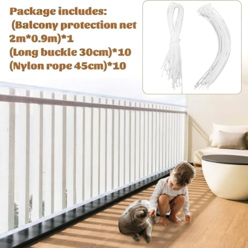 Hosuly Banister Guard Balcony Netting, 6.5 x 3 ft, 1 Set - Image 3