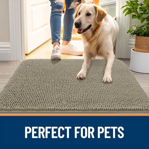 OLANLY Dog Door Mat for Muddy Paws 34x21, Super Absorbent Chenille Mud Mat - Image 6