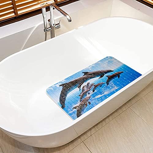 Dolphins Bathtub Mat Non Slip for Kids Cute Dolphins Bath mat 15"x27", Jumping - Image 3